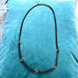 Stella & Dot long chain linked gold and gunmetal necklace